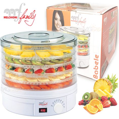 Melchioni Essiccatore Alimenti 5 Ripiani 245W Trasparente e Bianco Termostato Regolabile (1/4)