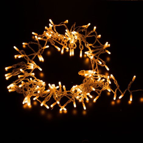 Guirnalda de 144 LED Amarillos – 15m con Cable Transparente, Efectos, IP20 (1/2)