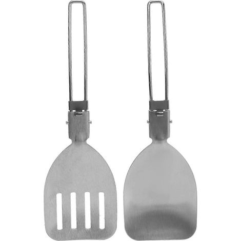 Accessoires de cuisine portables, spatules en acier inoxydable pour les aventures culinaires en plein air, ustensiles de cuisine de camping pliables et résistants à la chaleur. (1/5)