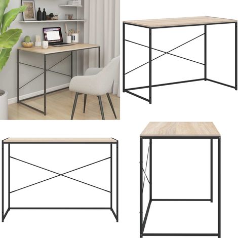 Computertisch Schwarz und Eiche-Optik 110x60x70cm Holzwerkstoff - Schreibtisch - Holzwerkstoff (1/5)