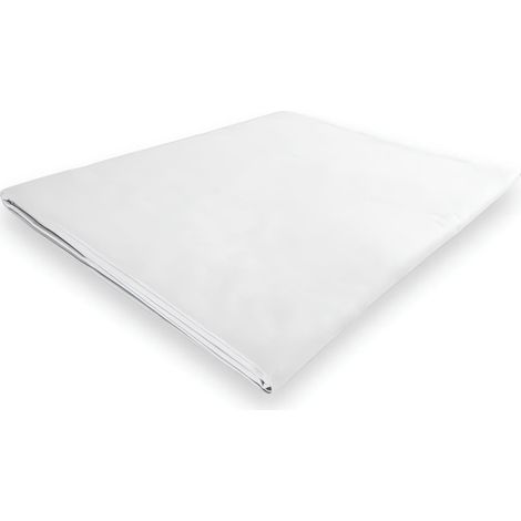 Soleil d'ocre, Lenzuolo sopra in policotone 280x300 cm PERCALE bianco, Ideale per case vacanza e hotel (1/3)