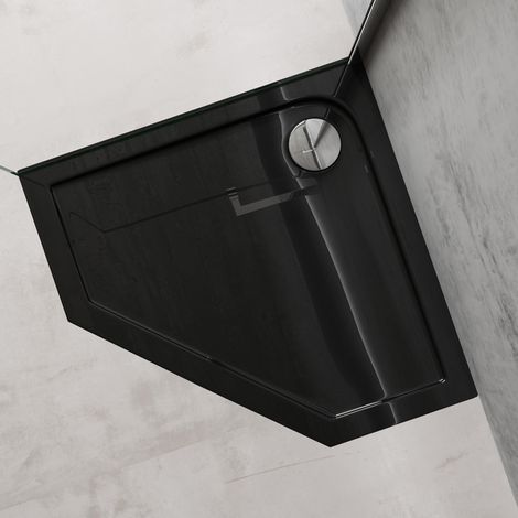 doporro Piatto Doccia, Piatto Doccia in Acrilico Nero, Forma: Pentagonale, Dimensione: 80x80x4cm (1/5)