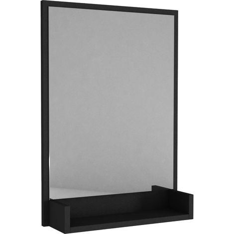 Spiegel Ticineto, Regal inklusive, Rechteckig, Wandtyp, 45x75h cm, Schwarz