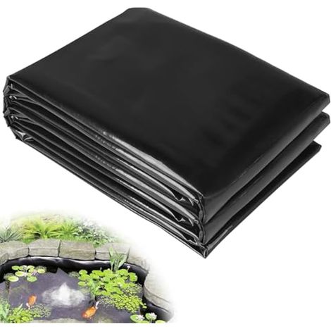 Bâche pour bassin en PEHD 3 x 3 m, noire, épaisseur 0,5 mm, résistante aux UV, flexible pour jardin, bassins, fontaines et cascades (1/5)
