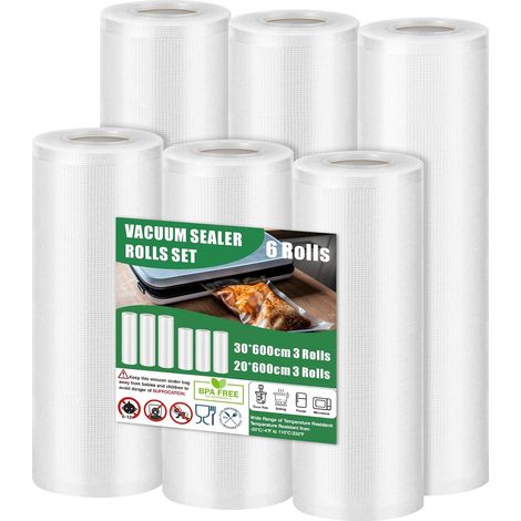 Rouleau Sous Vide Alimentaire - Sac Sous Vide Alimentaire 6 Rouleaux de 20 30 x 600cm pour L'appareil de Mise Sous Vide - Film Sous Vide Alimentaire sans BPA (1/5)