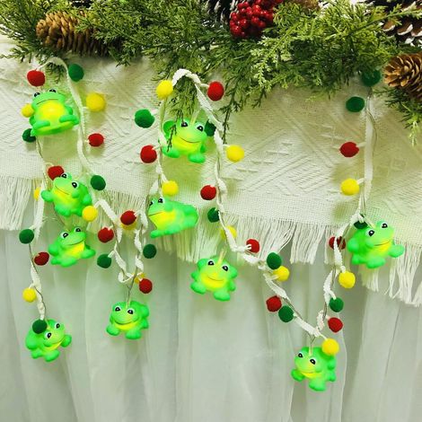 Guirlande lumineuse mignonne en forme de grenouille - Veilleuse LED - Fonctionne avec piles - Pour Halloween, Noël, la maison, les fêtes, la décoration de chambre d'enfant - 10 LED (1/5)