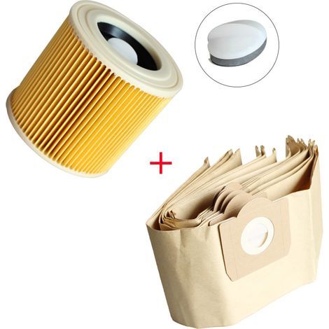 Pack of 8 paper filter bags for Kärcher WD3P WD3 vacuum cleaners, replacements for wet and dry vacuum cleaners, filter (1/5)