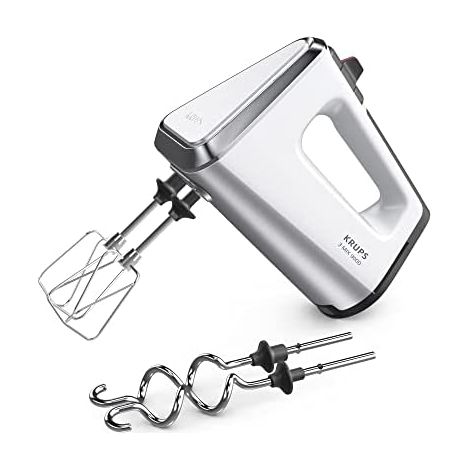 Krups 3Mix 9000 GN9101 - Batidora de mano (750 W, regulador de velocidad, modo turbo, función de pulso, mango ergonómico, cable largo, incluye batidor y gancho para amasar, color blanco nieve) (1/5)