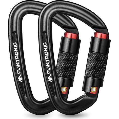 Locking Carabiner, Aluminum Alloy Carabiner, Heavy Duty D-Shaped Carabiners, for Hammocks, Camping, Hiking, Skiing, Cycling (1/5)