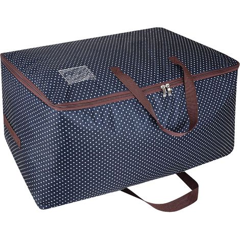 Grandes Boîtes de Rangement Extra Large avec Couvercles pour Déménagement, Robustes Sacs de Rangement avec Fermetures Éclair pour Vêtements, Solides Boîtes Organisatrices - Bleu marine (1/5)