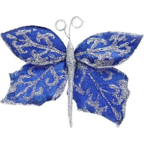 12 Farfalle Large - colore blu - addobbo natalizio decorazione