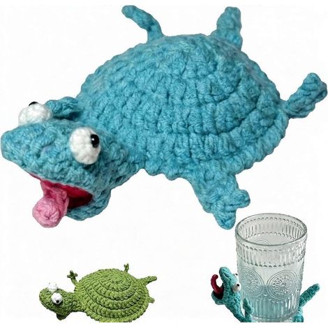 Dessous de verre lézard au crochet, dessous de verre petit lézard amusant, dessous de verre animal mignon 3D à faire soi-même, porte-boisson original pour la décoration intérieure (1/5)