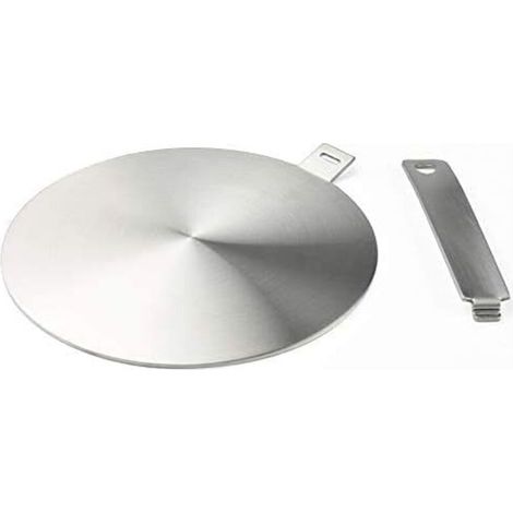 Adaptateur à induction, disque convertisseur pour plaque de cuisson à induction, plaque de diffusion de chaleur avec poignée et base séparables 20 cm (1/4)