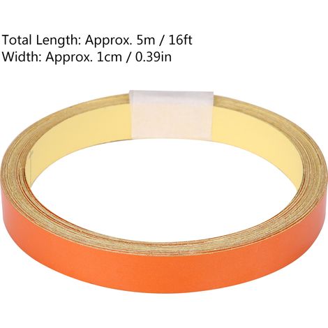 Reflektierendes Klebeband 1 cm x 5 m, orangefarbener Warnstreifen für Autokarosserien, Motorräder, Fahrzeuge, selbstklebender Sicherheitsaufkleber. (1/5)