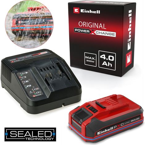 Einhell 18v 4.0Ah PLUS SEALED Battery + Charger Power X-Change PXC Starter Kit (1/5)