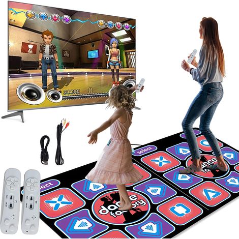 Tapis de Danse, Tapis de Danse Double pour Enfants Adultes, Jeu de Pas de Danse sans Fil antidérapant pour TV, Tapis de Jeu de Danse pour Enfants, garçons et Filles, avec Câble AV (B) (1/5)