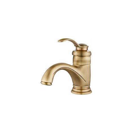 Tigrezy Robinet Salle de Bain Rétro, Moderne Robinet de Lavabo avec Chaude et Froide Réglable, Laiton 1/4''