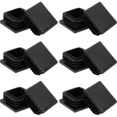 Lot de 12 embouts carrés à lamelles - 40 x 40 mm - Noir - Pour tube carré, produits en métal, chaises, étagères