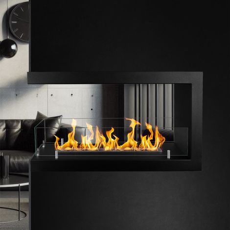 Bioethanol-Kamin Bassano, 1.5 l, Heizfläche 30 m2, 3 kW, 90x30x50h cm, Schwarz (1/5)