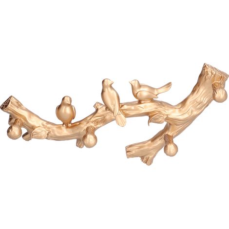 3D-Vogel-Wanddeko-Set, Kleiderhaken (ohne Bohren), Flur- und Eingangsbereich-Dekoration, Gold (NX0181c), mittlere Größe 38 cm (1/5)