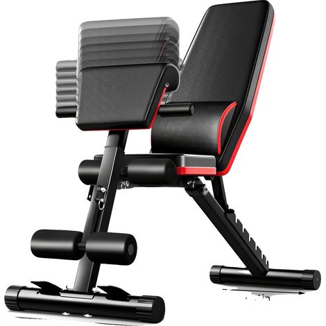 Banc de musculation, dossier réglable en 7 positions, design multifonctionnel 6 en 1, noir (1/2)