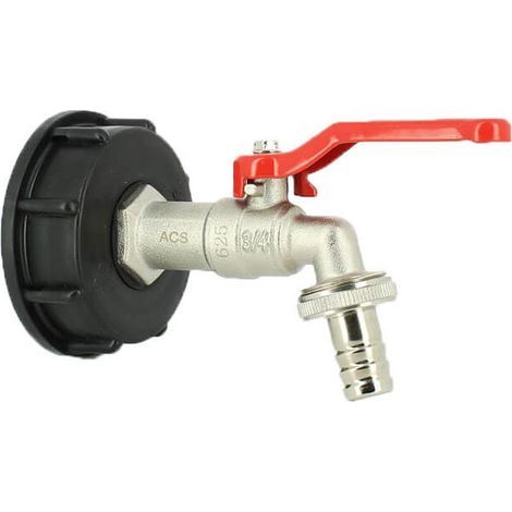 S60X6 Wassertankanschluss – 15 mm Messing-Kugelhahn – 3/4"-Außengewinde mit aufschraubbarer Düse – Für 1000-Liter-Tanks (1/3)