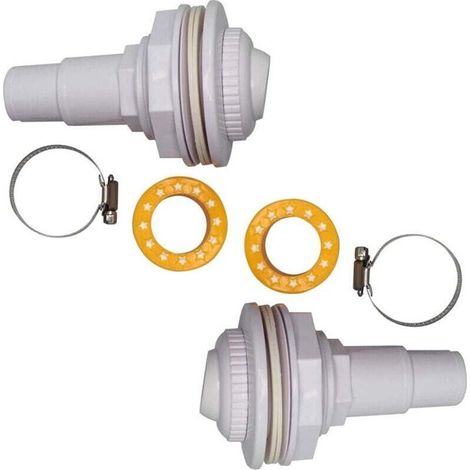 2 kit di getti di controlavaggio - Completi di raccordi, gruppo occhiello, morsetti, rondelle e nastro filettato in PTFE - Per piscine FibroPool e fuori terra