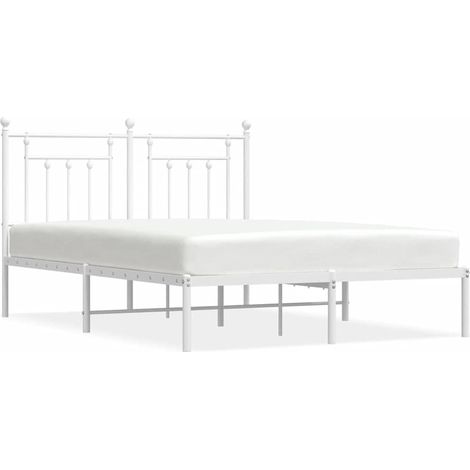 Maison Exclusive - Bettgestell mit Kopfteil Metall Weiß 150x200 c (1/5)