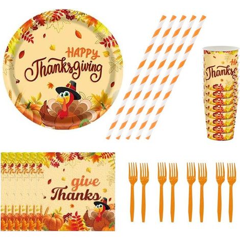 64 pièces assiettes en papier, design festif automnal, vaisselle jetable Thanksgiving, 23 cm, pour repas familiaux et fêtes d'automne
