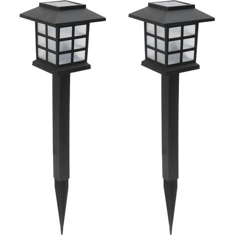 2-teiliges Set wasserdichter, weißer, kleiner LED-Solarleuchten für Wege (1/5)