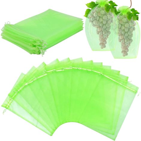 Bolsas protectoras para frutas (100 unidades, 20 x 30 cm), red antiinsectos para jardín, antipájaros, para frutas y plantas. (1/5)