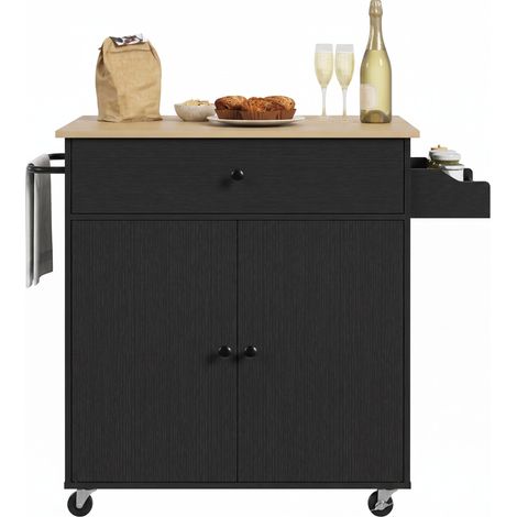 Kitchen Island, with Drop Leaf, 106 x 42 x 87 cm, Black (1/5)