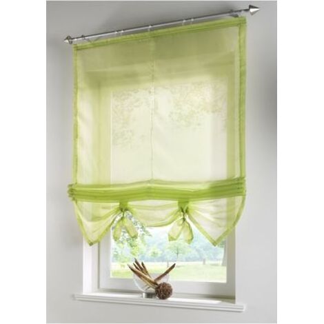 1 Pièce Store Romain Classique Couleur Unie Rideau Voilage Décoration de Fenêtre Chambre Salle de Bain Salon Balcon, Vert, 120x155cm (1/3)