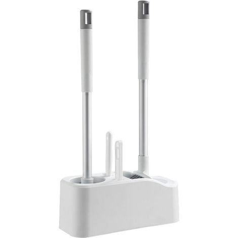 Set di due spazzole per WC a parete di alta qualità, spazzola per WC in plastica con manico lungo e base porosa, spazzola per WC da bagno, pulizia del bagno -Crezuo