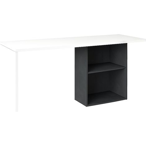 Dmora Linearer Schreibtisch für Büro und Arbeitszimmer mit Regal, Made in Italy, Minimaler Tisch, Schreibtisch für PC, 110x50h75 cm, glänzend weiß und aschgrau (1/3)
