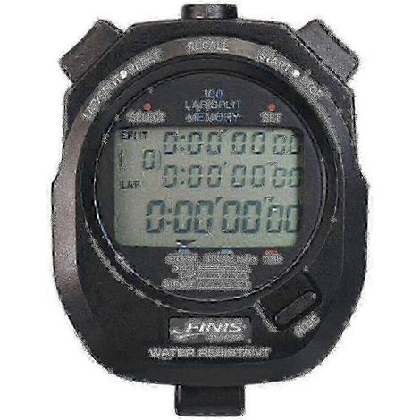 Chronomètre avec écran LCD 3 lignes, mémoire de 100 temps intermédiaires, mode cadence/allure, compteur de temps intermédiaires - Noir