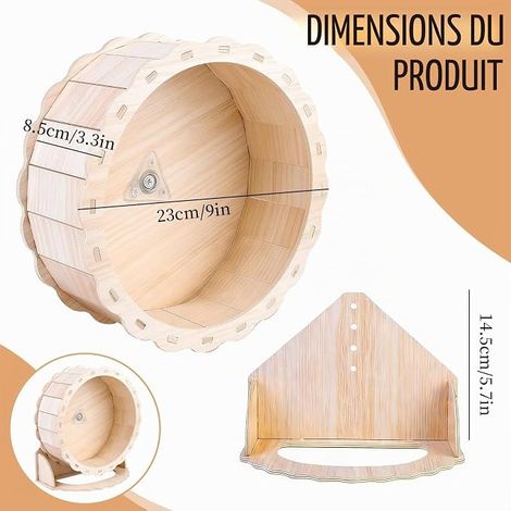 Roue Hamster Silencieuse 23 CM Bois (1/4)