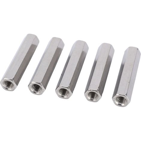 Écrous raccord hexagonaux M8 en inox x5, connecteur pour tige filetée et boulon, argent (1/5)