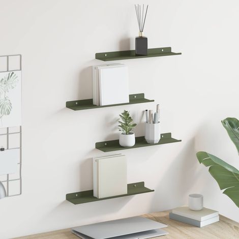 Schwebendes Regal 4 pcs Olive Grün 40 x 8,5 x 2,5 cm Stahl