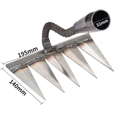 Herse à clous (5 dents) en acier au carbone, outil de désherbage de jardin, houe, râteau, scarificateur, outil agricole (1/5)