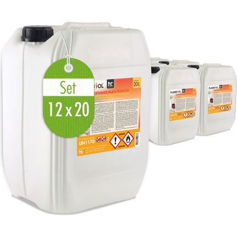 12x 20 L FLAMBIOL® Bioethanol 96,6% Premium für Ethanolkamin in Kanistern