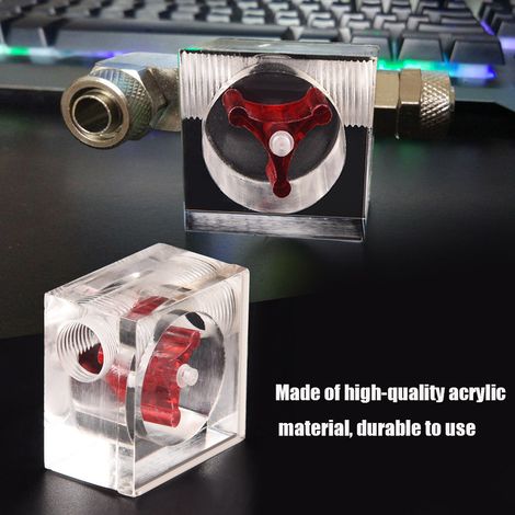 Indicateur de débitmètre à 3 hélices pour système de refroidissement liquide PC, filetage G1/4, quadruple, 2 voies