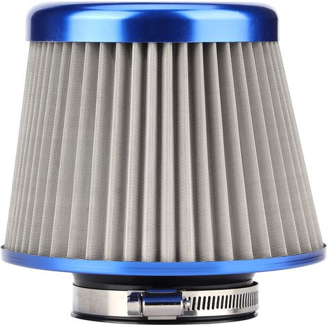 Filtre d'admission d'air pour voiture 78mm, nettoyant haute performance en acier inoxydable, pièces universelles, bleu (1/5)