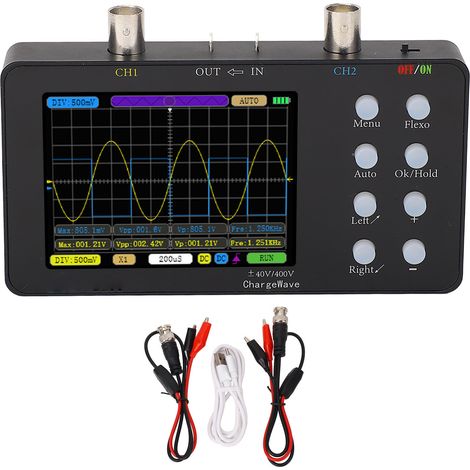 Oscilloscope numérique 2 canaux, taux d'échantillonnage de 50M, tablette portative (1/5)