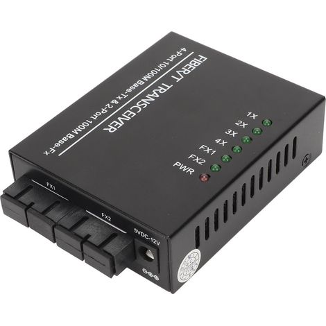 Convertisseur de média monomode fibre optique double port RJ45 100 Mbps Plug and Play, convertisseur fibre vers Ethernet 100-240 V, prise britannique (1/5)