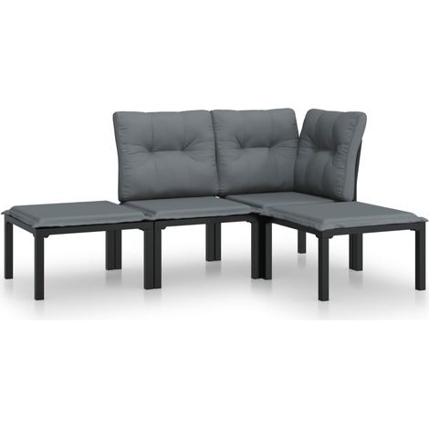 Maison Exclusive - 4-tlg. Garten-Lounge-Set Schwarz und Grau Poly