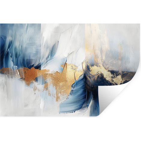 Wall Sticker Gold - Blue - Watercolor - Art - Modern 60x40 cm