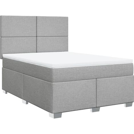 Boxspringbett mit Matratze Hellgrau 160x200 cm Stoff vidaXL