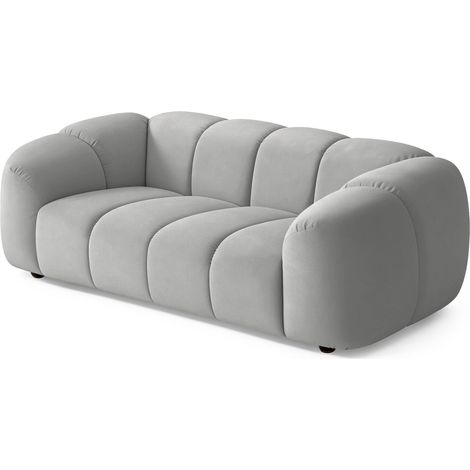 Selsey Millma - Sofa 3-Sitzer, Samt Hellgrau, 220 cm (1/5)