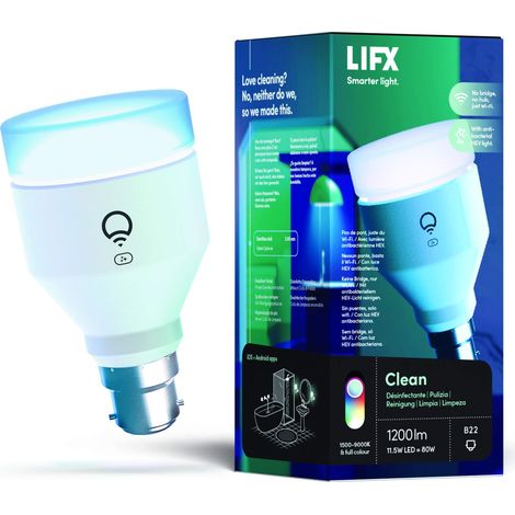 A60 1200 lumens [B22], Pleine couleur avec lumière HEV antibactérienne, Ampoule LED connectée Wi-Fi, Pas de pont, Compatible avec commande vocale (1/5)